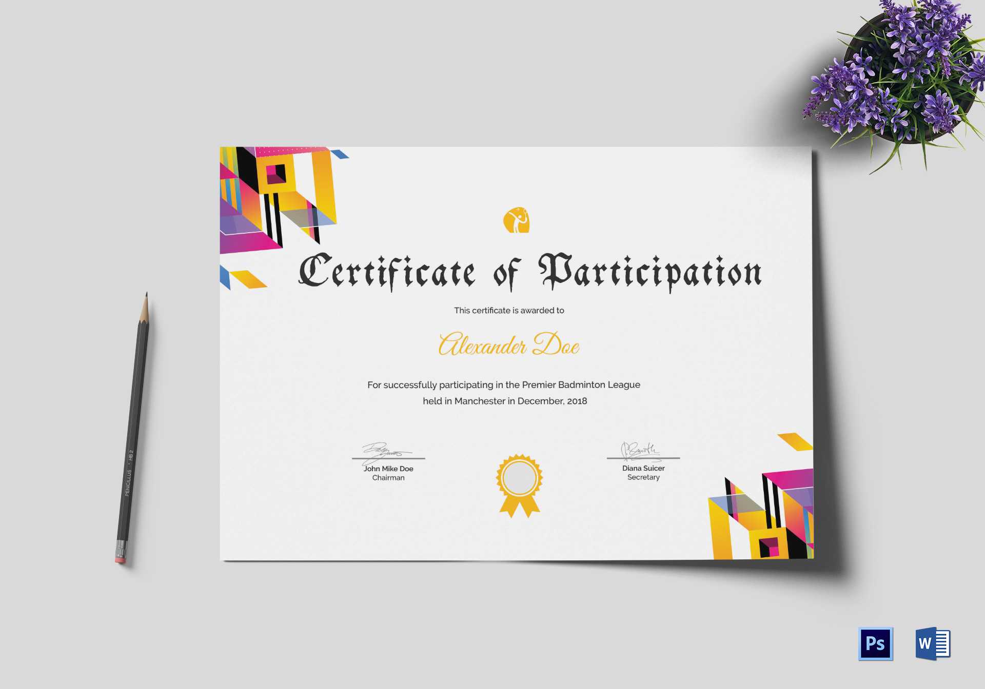 Badminton Participation Certificate Template With Templates For Certificates Of Participation