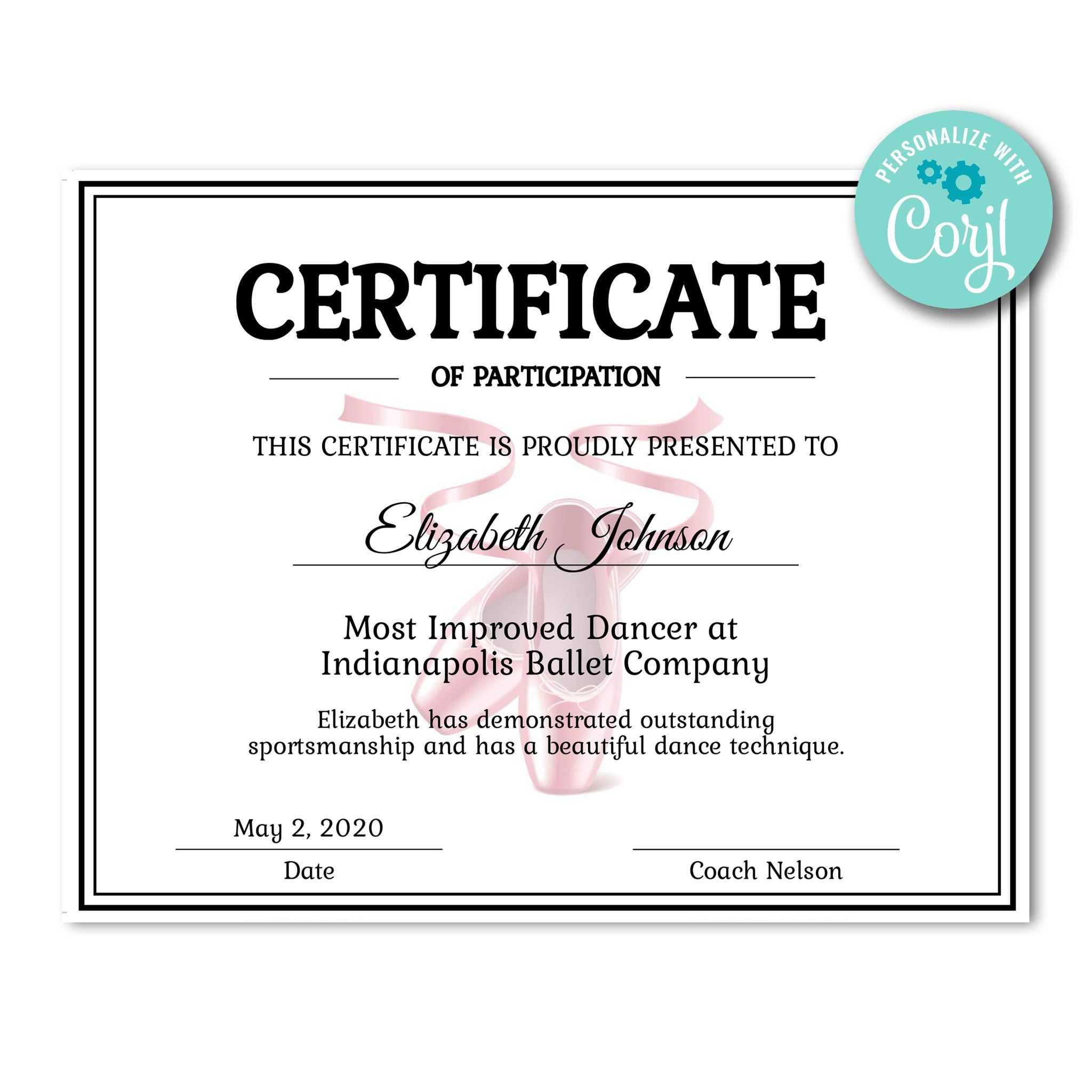 Ballet Certificate | Certificates | Printable Award Intended For Dance Certificate Template