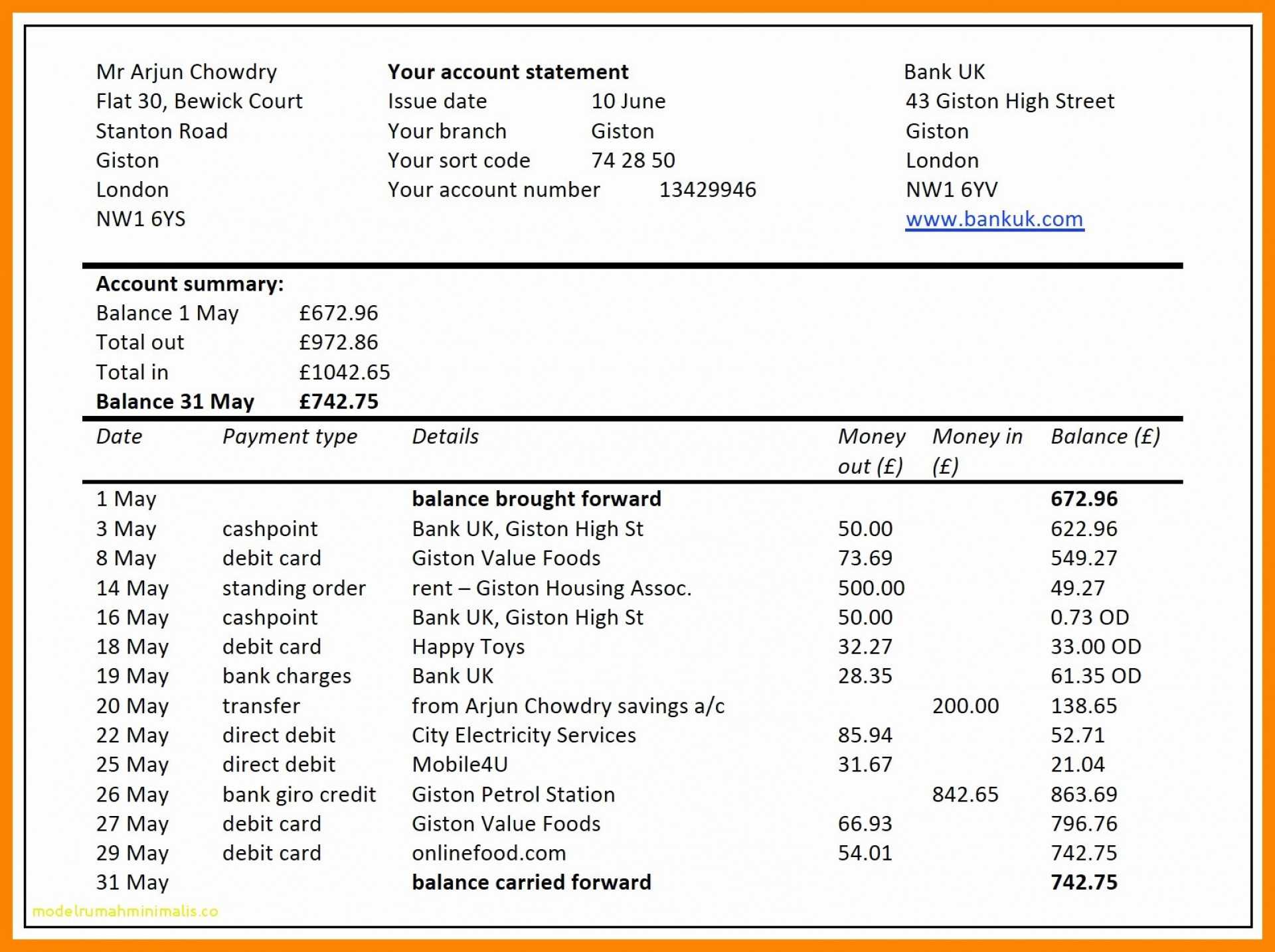 Bank Reconciliation Statement Software Free Download And 015 Intended For Credit Card Statement Template Excel