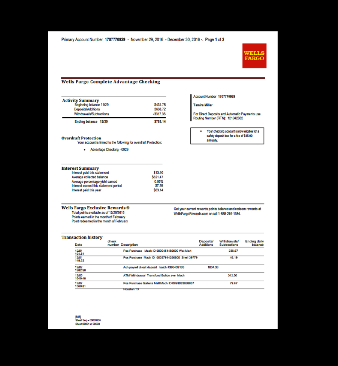 Bank, Statement, Wells Fargo Template, Fake, Custom Within Credit Card Statement Template