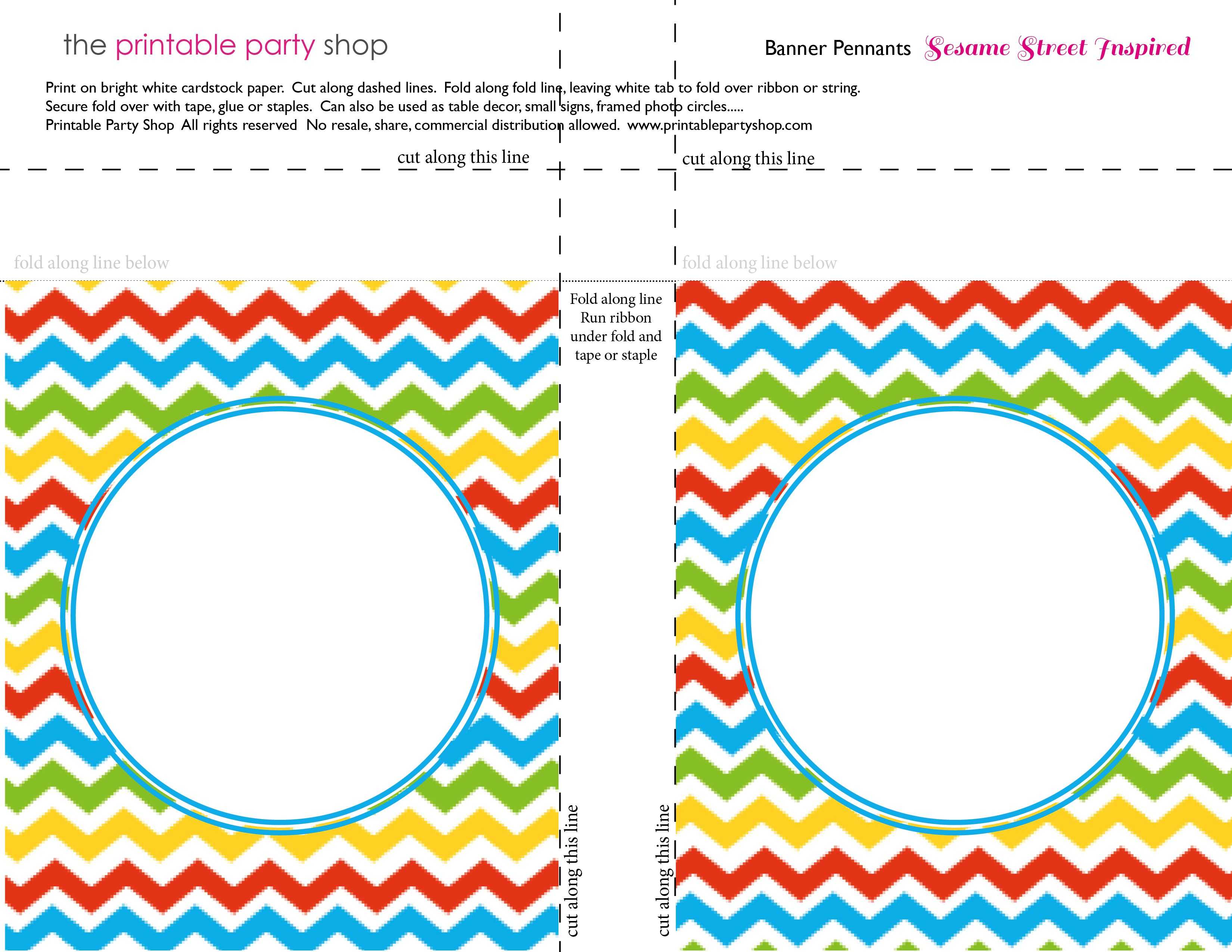 Banner Squares Chevron Sesame Street Printablepartyshop With Staples Banner Template