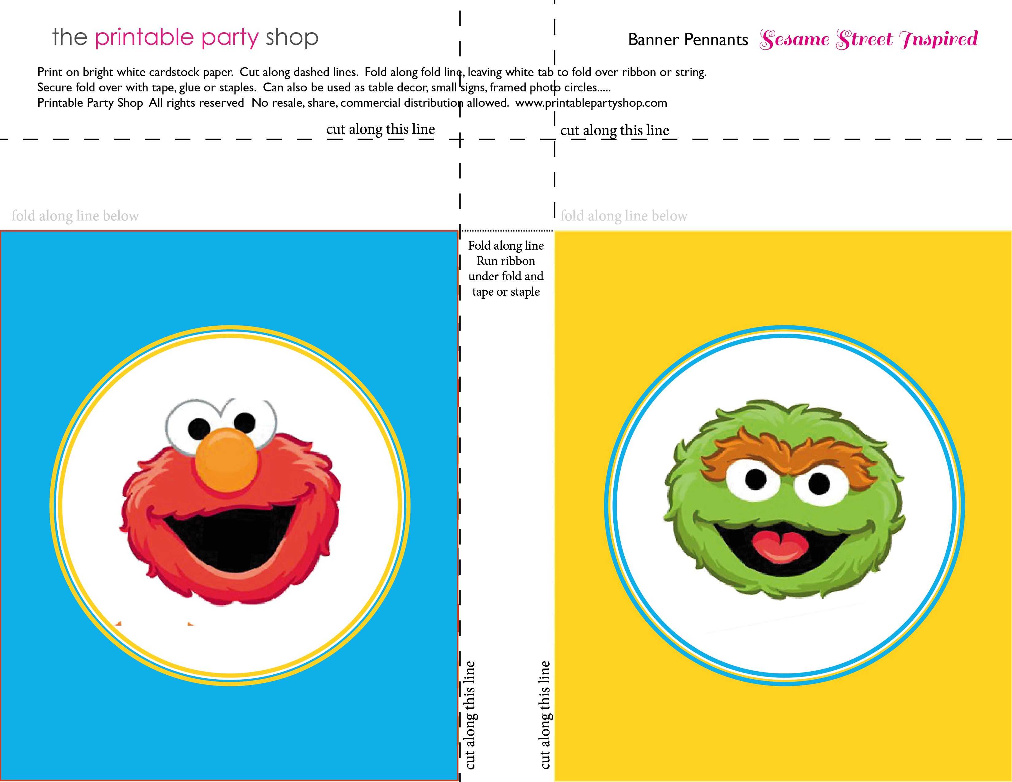 Banner Squares Elmo Oscar Sesame Street Printablepartyshop Within Sesame Street Banner Template