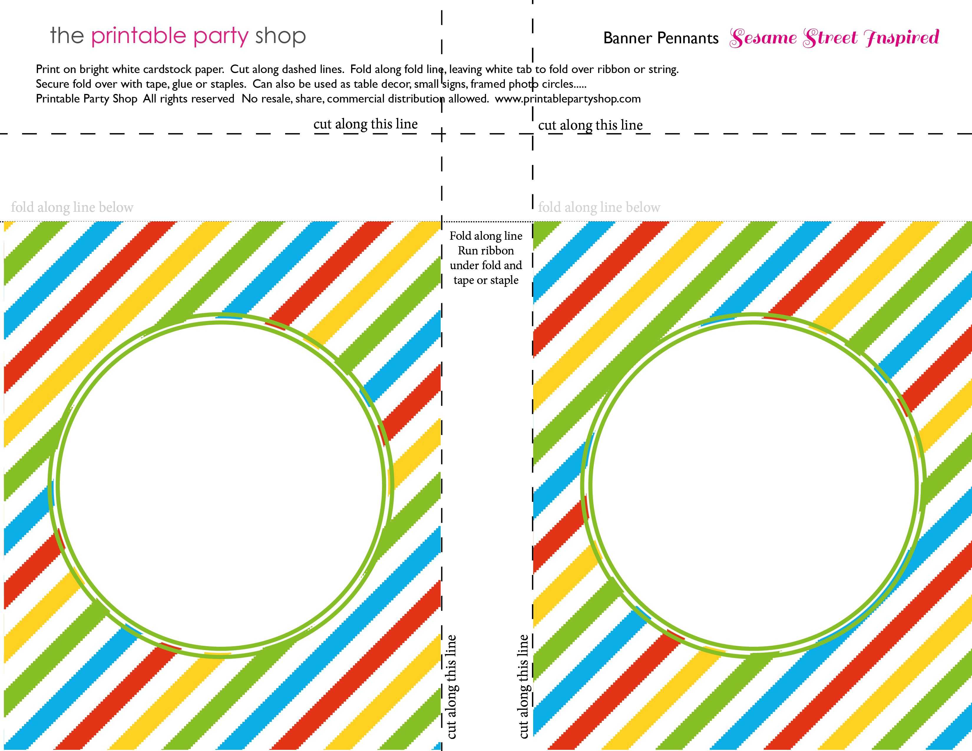 Banner Squares Stripes Sesame Street Printablepartyshop In Sesame Street Banner Template