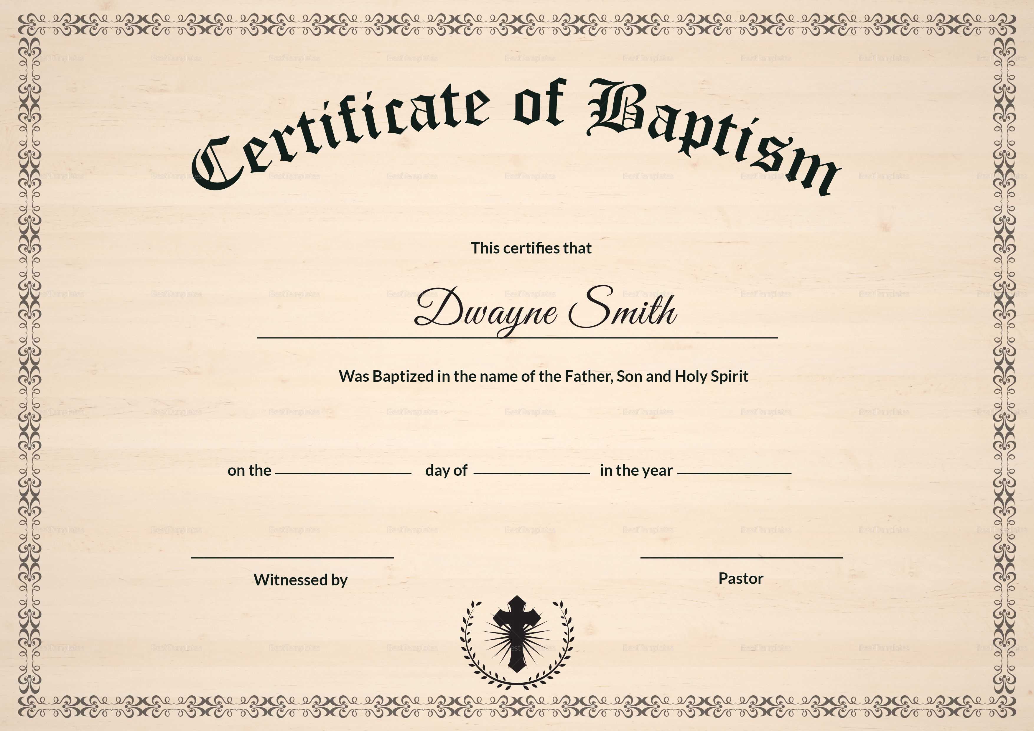 Baptismal Certificates Template