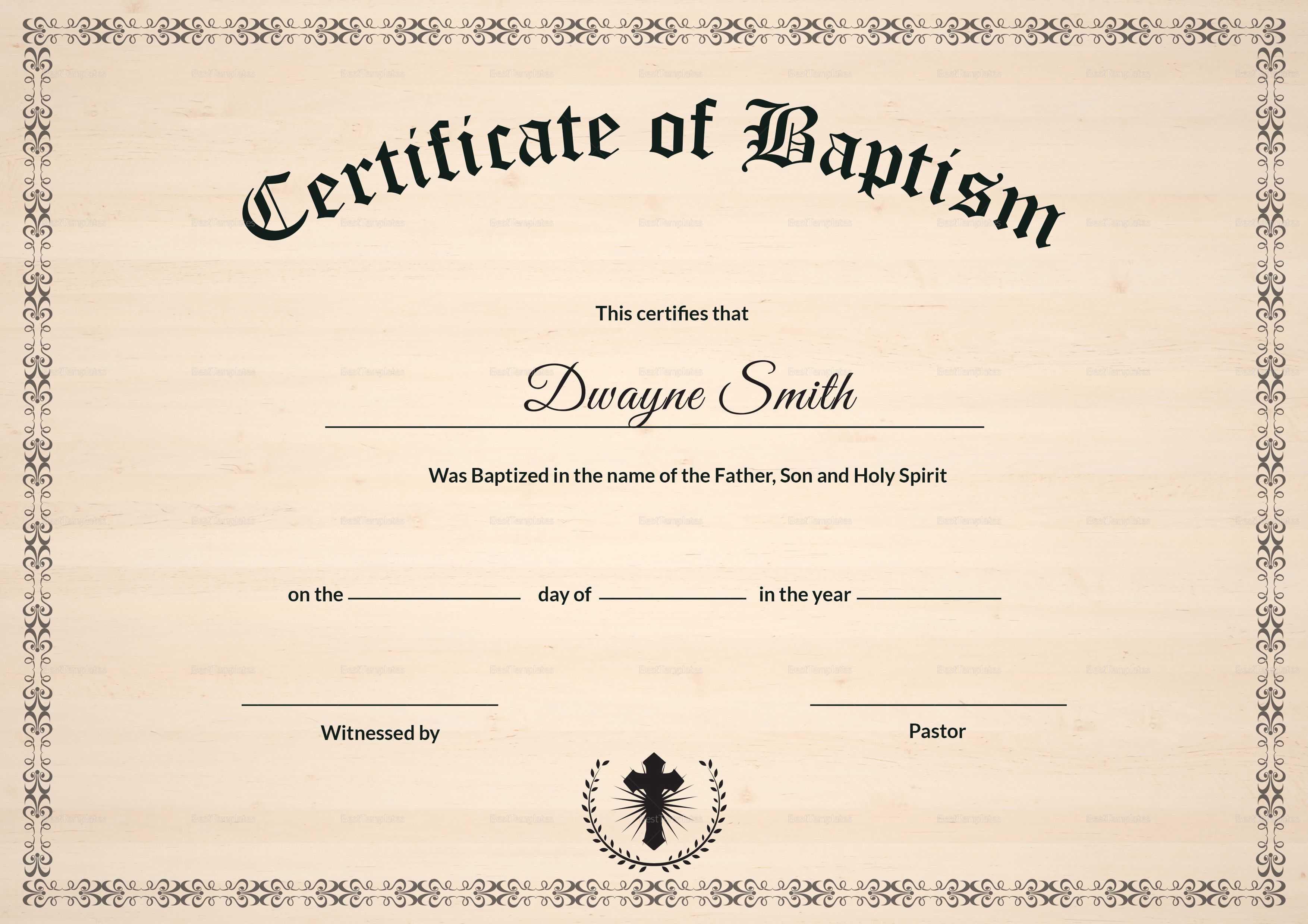 Baptism Certificate Template | Filej | Certificate Templates Within Baptism Certificate Template Download