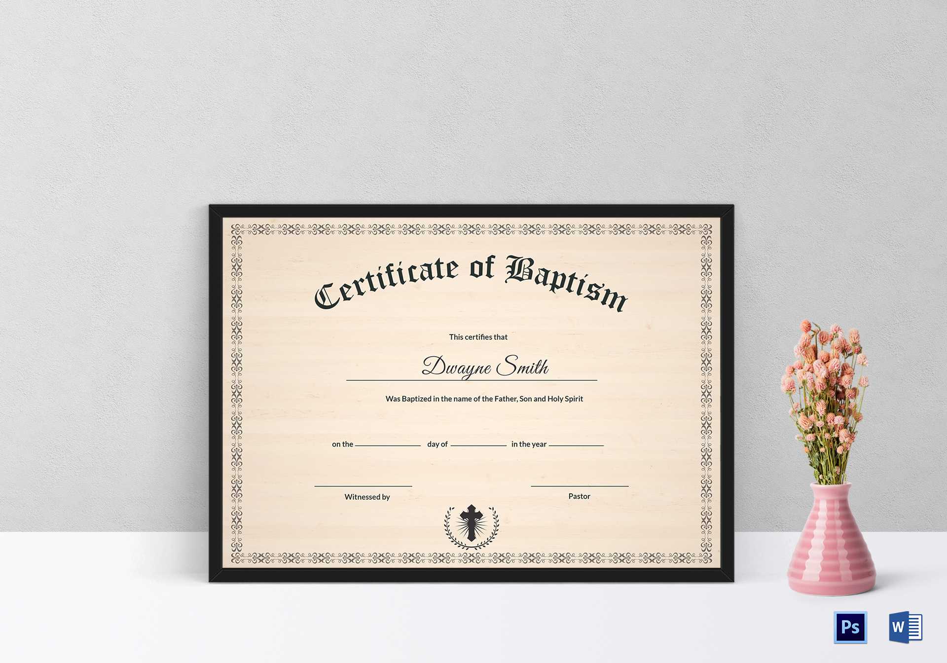 Baptism Certificate Template Inside Baptism Certificate Template Word