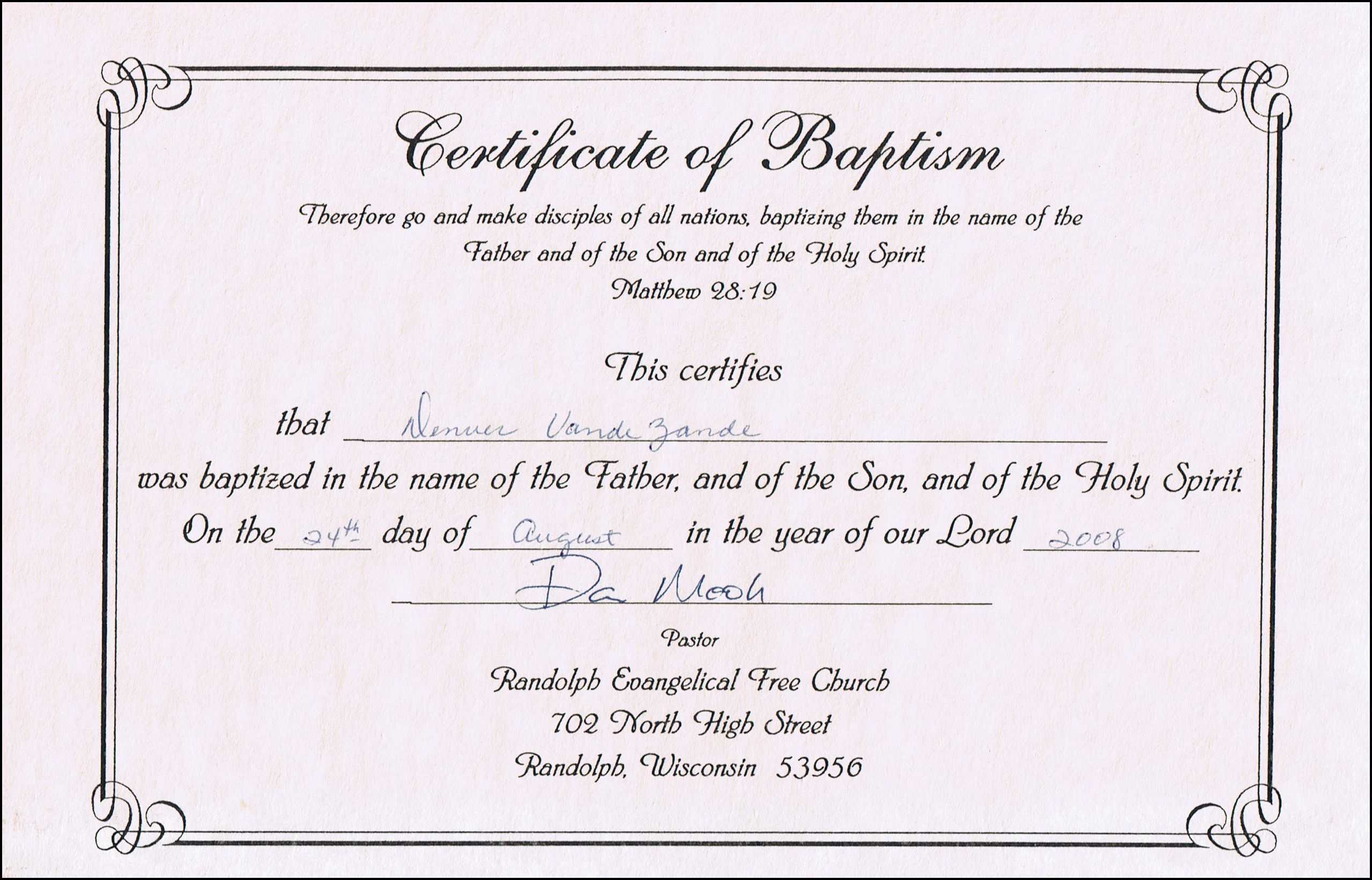Baptism Certificates Free Online | Denver's Certificate Of For Baptism Certificate Template Download