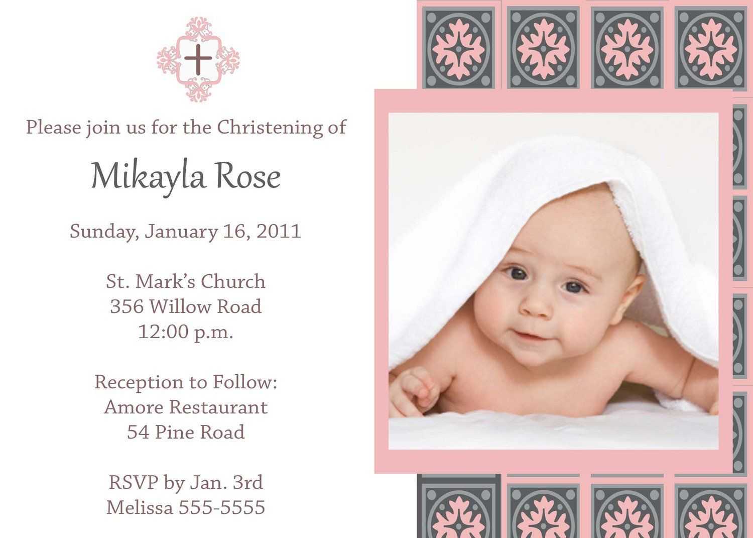 Baptism Invitation Card Template Free | My Sister With Baptism Invitation Card Template