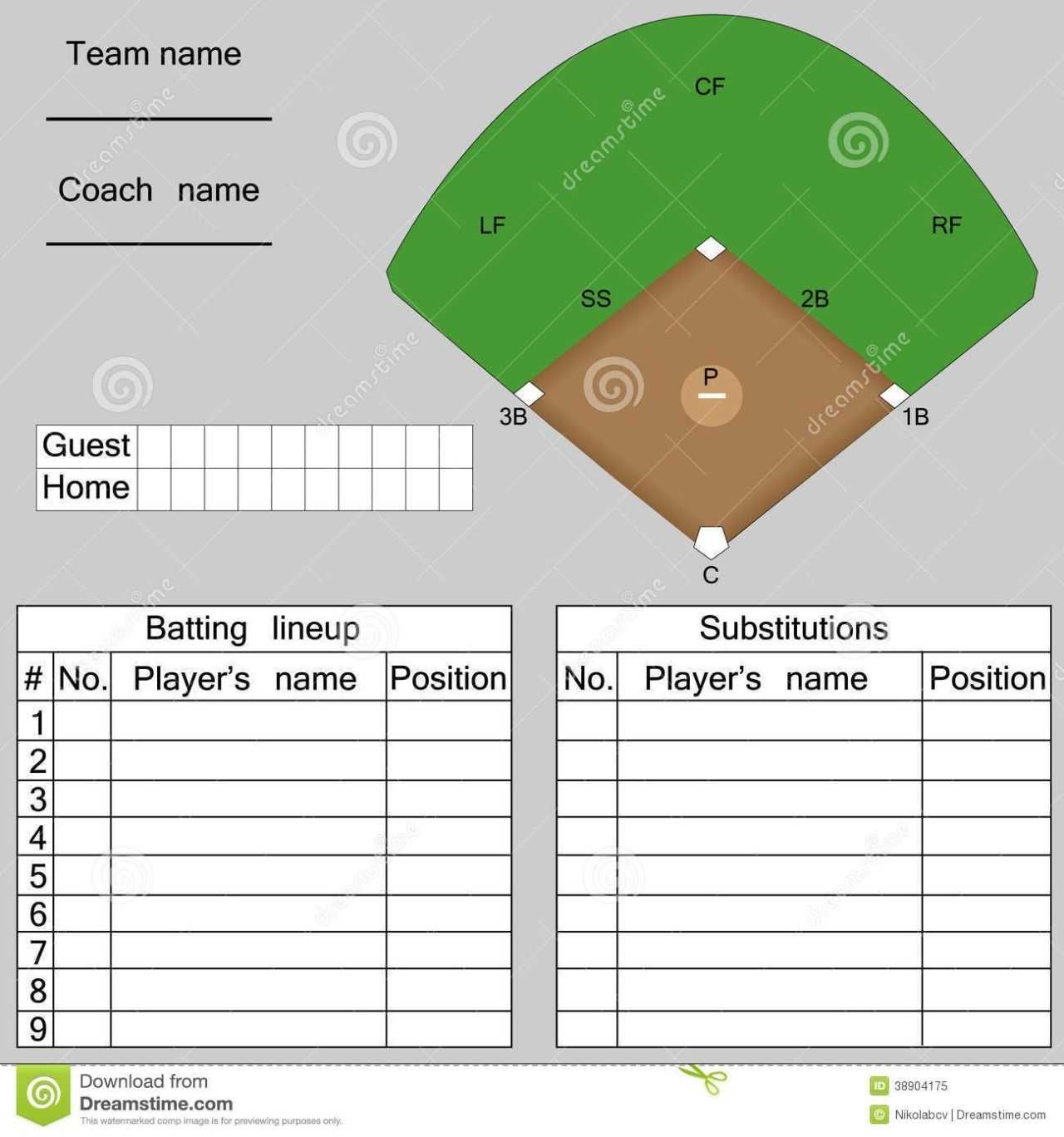 Baseball Lineup Card Template – Free Download | Baseball With Regard To Dugout Lineup Card Template