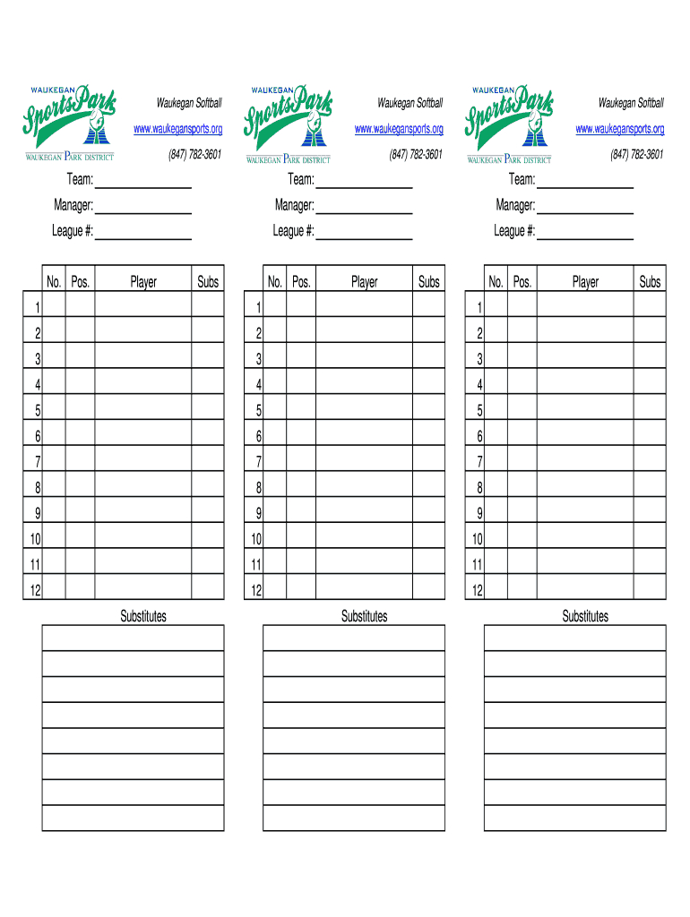 Baseball Lineup Sheets - Fill Online, Printable, Fillable Regarding Softball Lineup Card Template