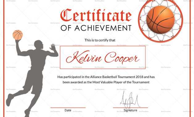 Basketball Award Achievement Certificate Template with Sports Award Certificate Template Word