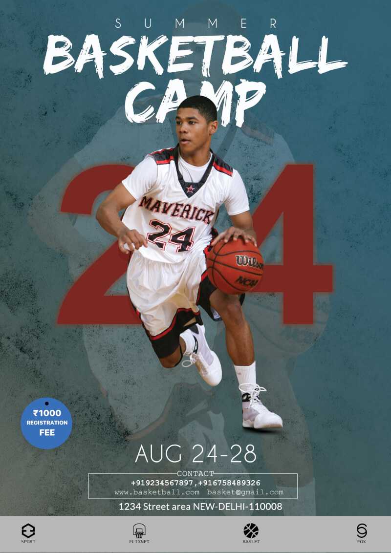 Basketball Camp Flyer Free Psd Template | Psddaddy Throughout Basketball Camp Brochure Template