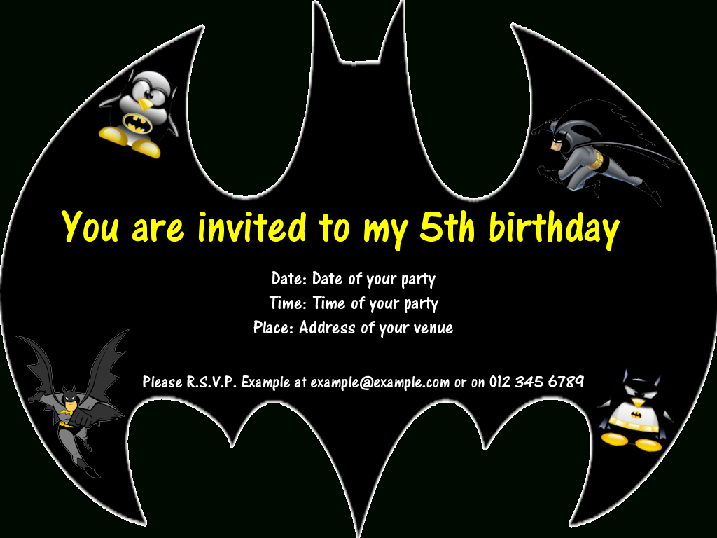 Batman Birthday Invitation Templates Free | Daniels 4Th Bday Throughout Batman Birthday Card Template