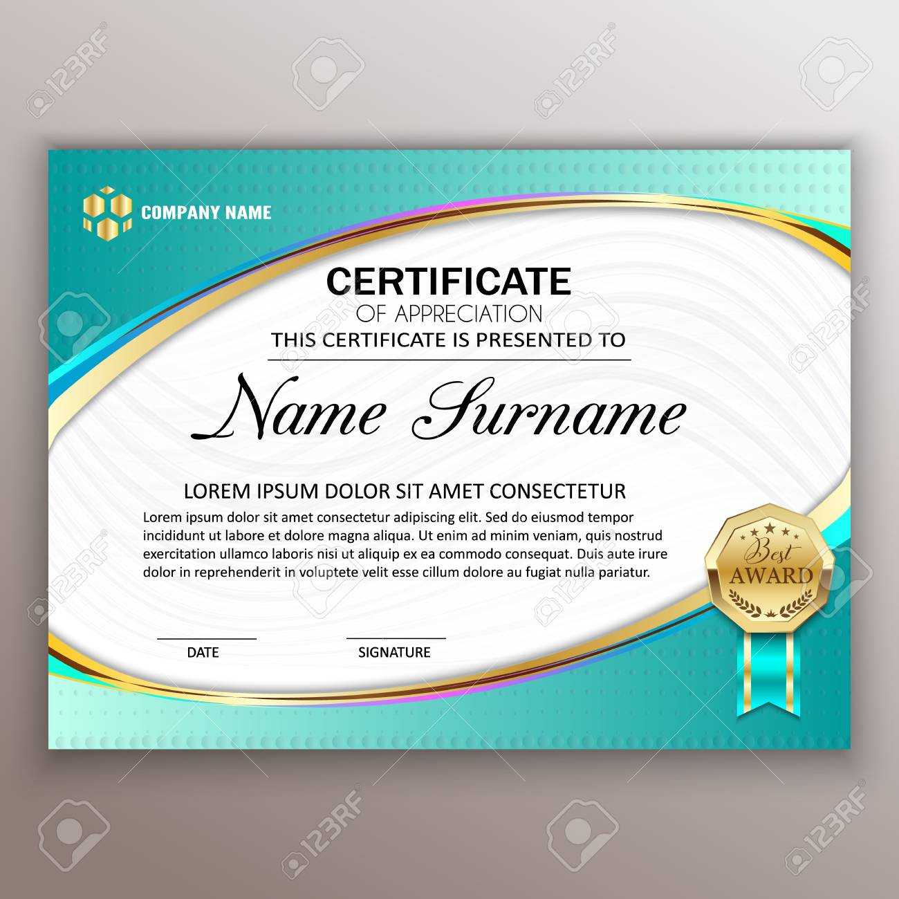 Beautiful Certificate Template Design With Best Award Symbol In Beautiful Certificate Templates