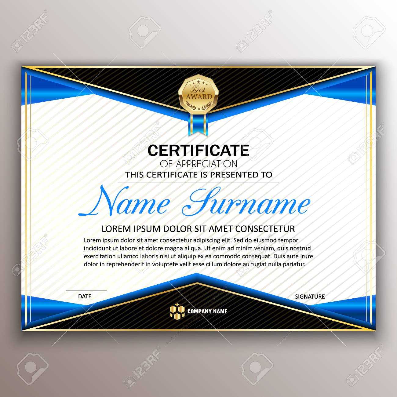 Beautiful Certificate Template Design With Best Award Symbol.. With Regard To Beautiful Certificate Templates