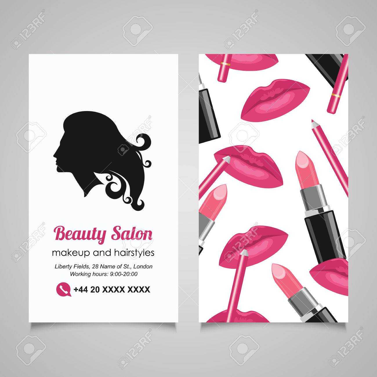 Beauty Salon Business Card Design Template With Beautiful Woman's.. Pertaining To Hair Salon Business Card Template