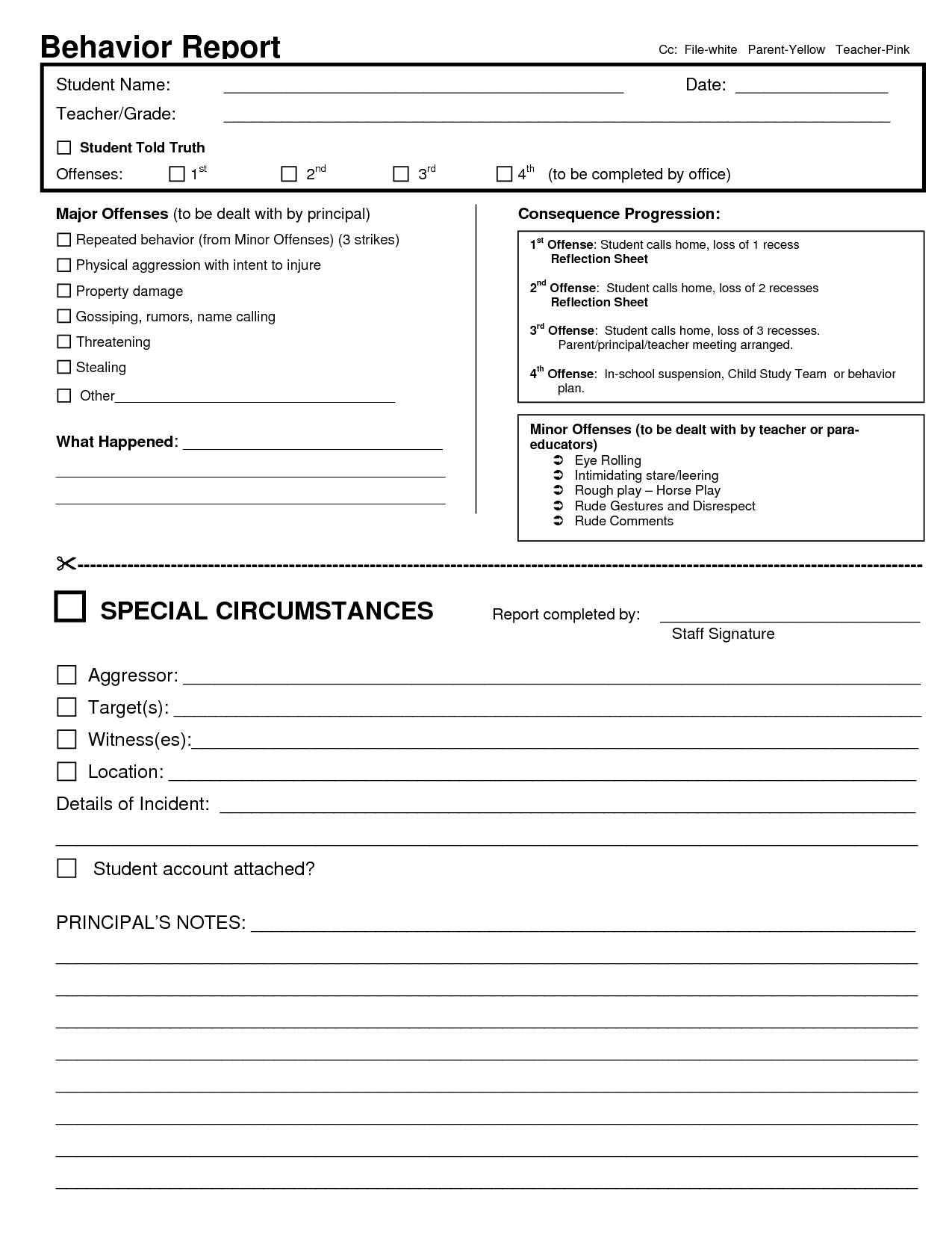 Behavior Report Template | Behavior Report Cc File White For Pupil Report Template