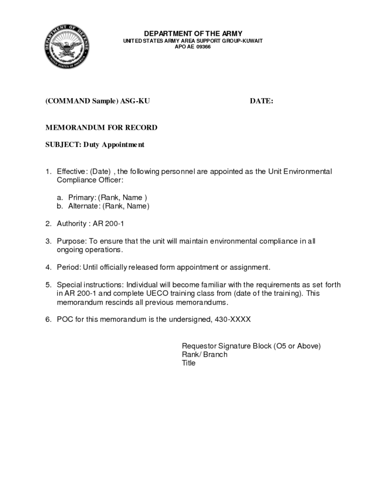 Best Photos Of Army Memorandum Template Word – Example Army intended ...