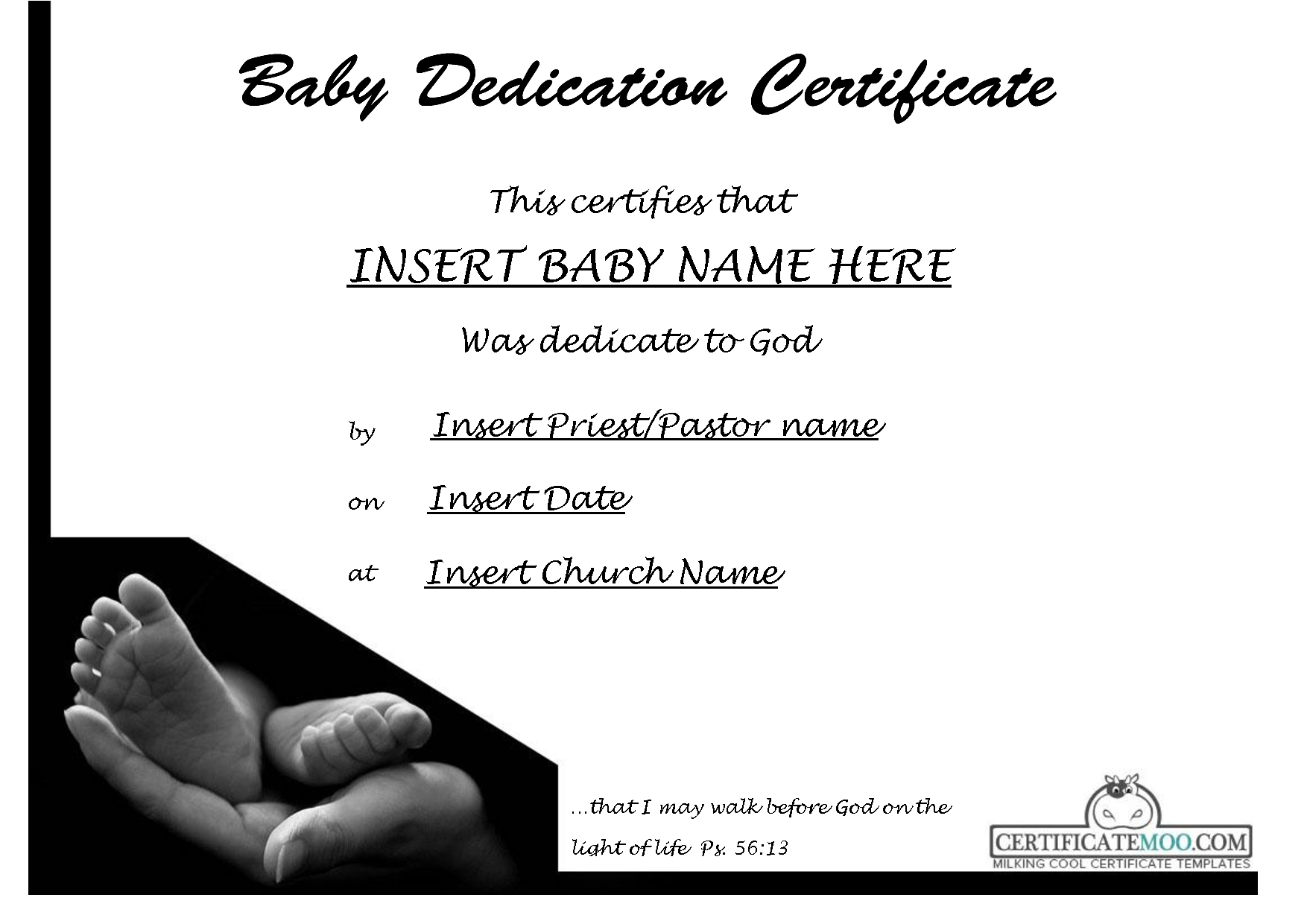 Best Photos Of Baby Certificate Template – Free Printable For Baby Dedication Certificate Template