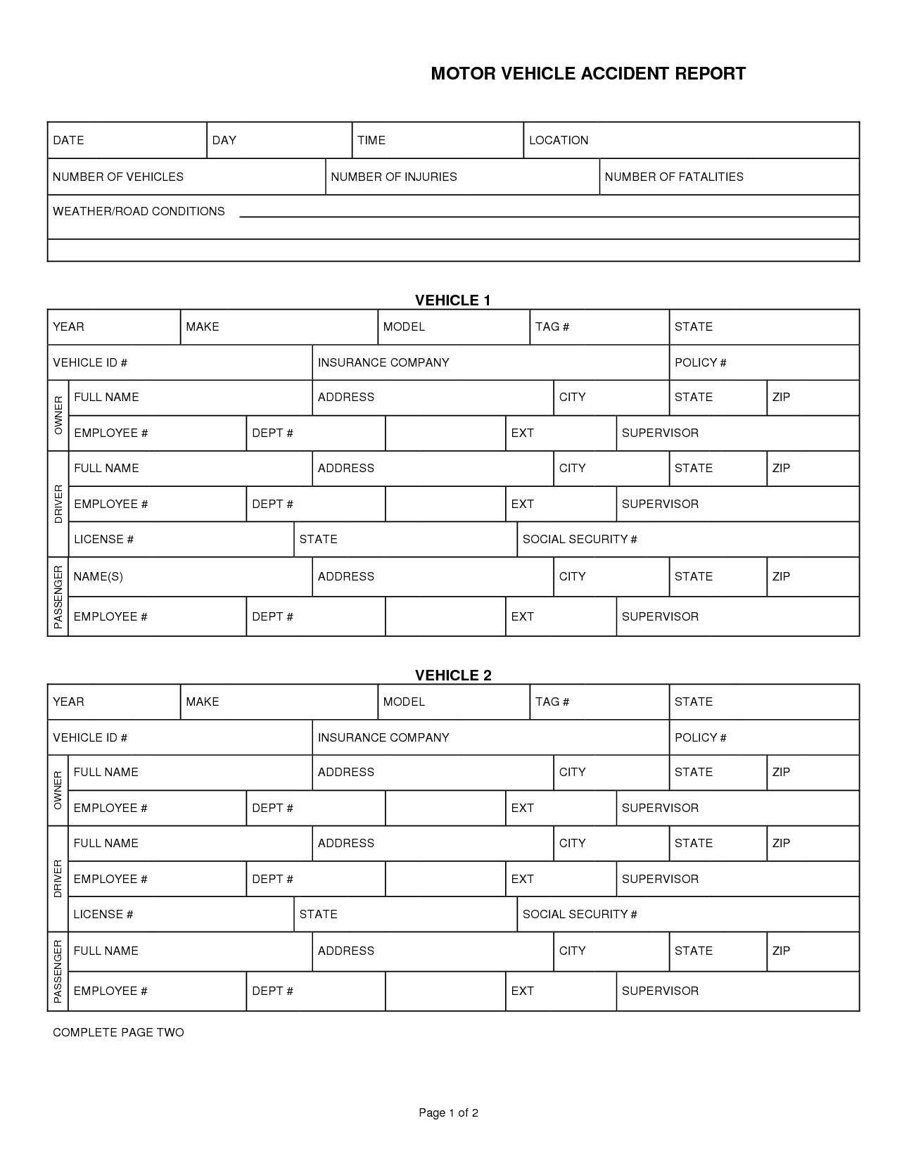 Best Photos Of Car Accident Report Form – Car Accident Pertaining To Motor Vehicle Accident Report Form Template