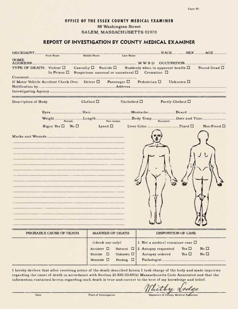 Best Photos Of Coroner's Report Template Blank Autopsy With Regard To