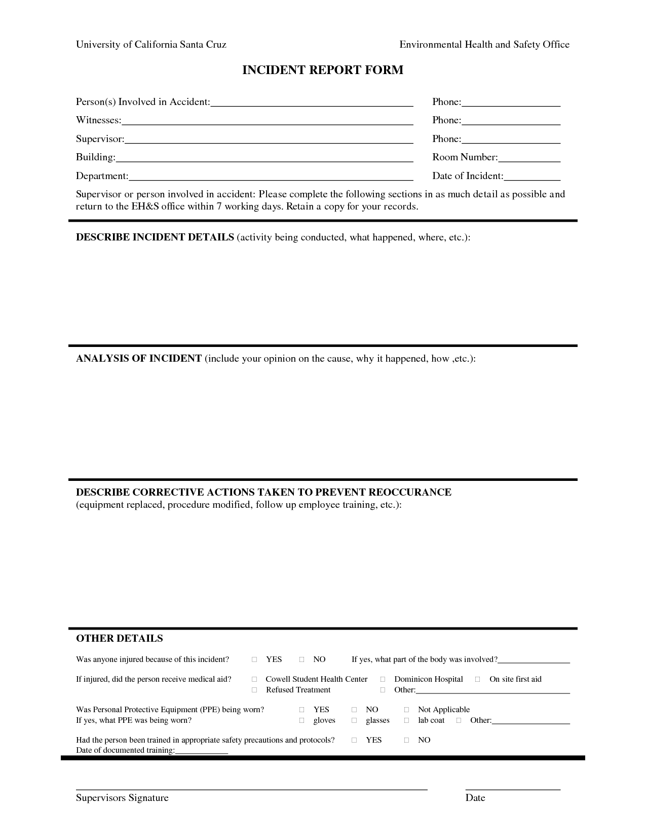 Best Photos Of Human Resources Incident Report Template In First Aid Incident Report Form Template