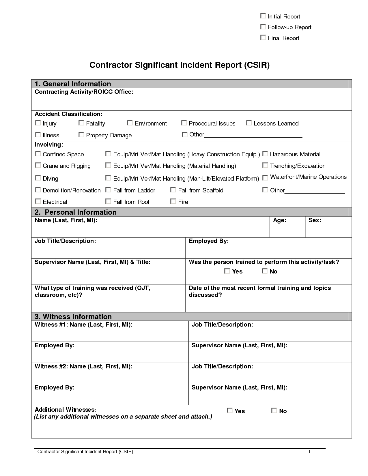 Best Photos Of Incident Report Template For Word – Sample Inside Mi Report Template