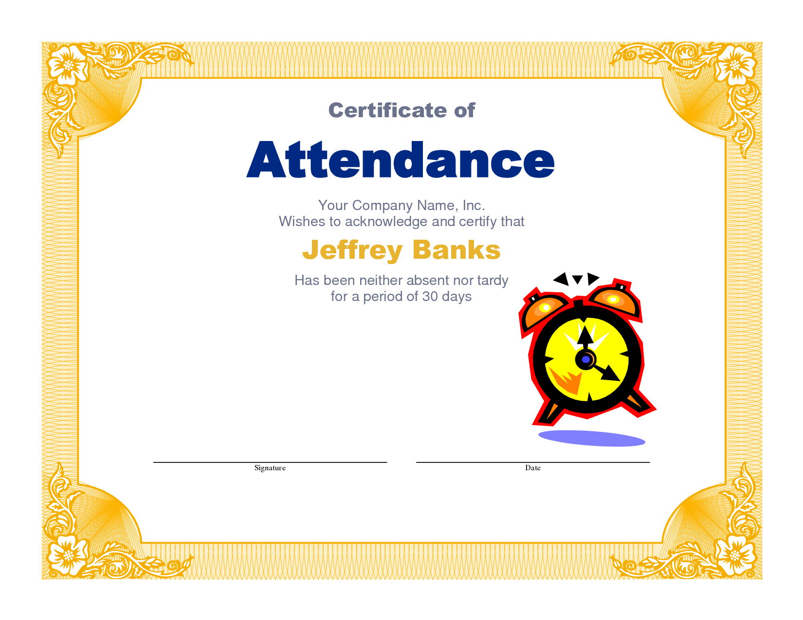 Best Photos Of Microsoft Certificate Of Attendance Within Perfect Attendance Certificate Free Template