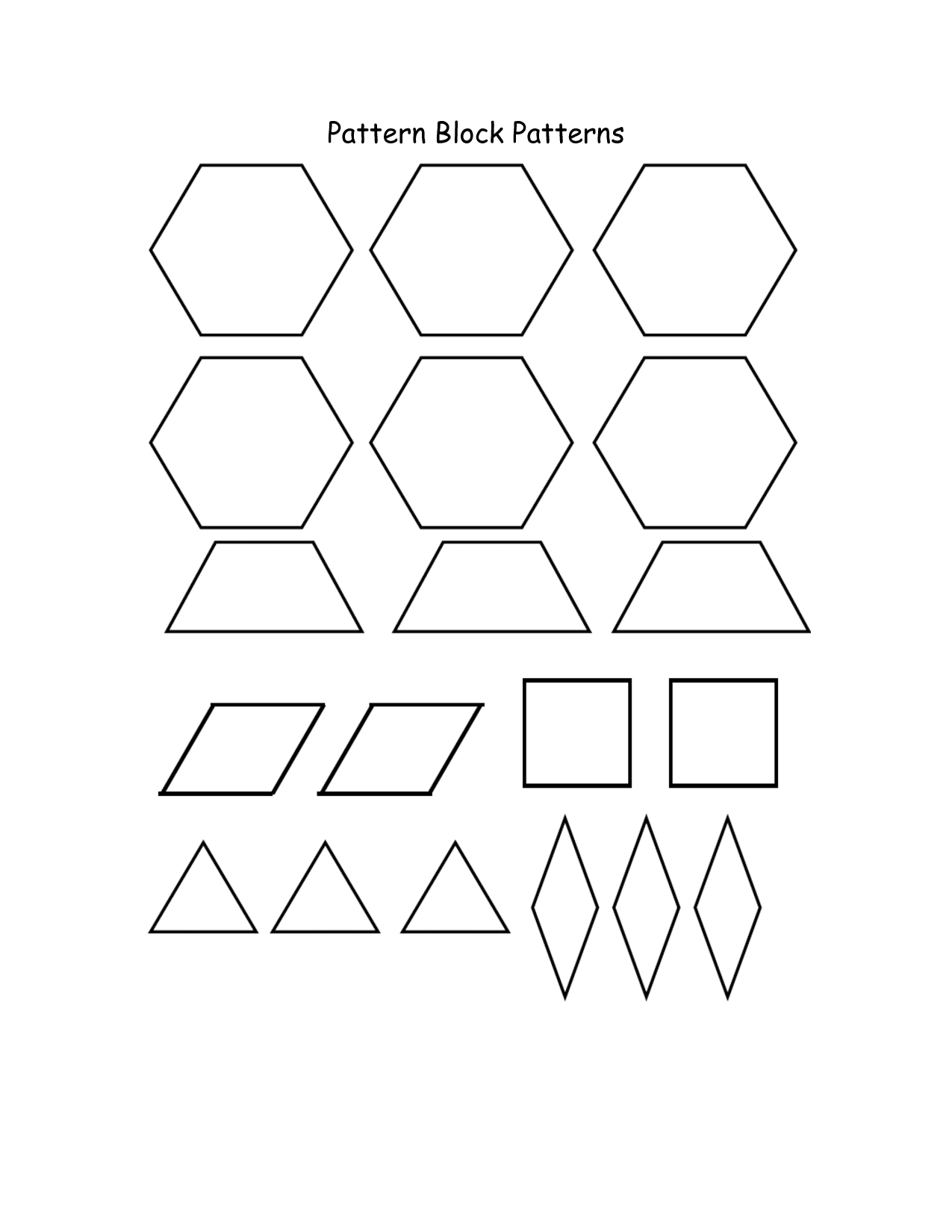 Best Photos Of Pattern Blocks Template Printables – Pattern With Regard To Blank Pattern Block Templates