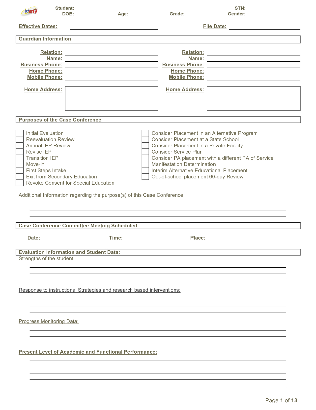 Best Photos Of Printable Iep Form – Blank Iep Form Template Regarding Blank Iep Template