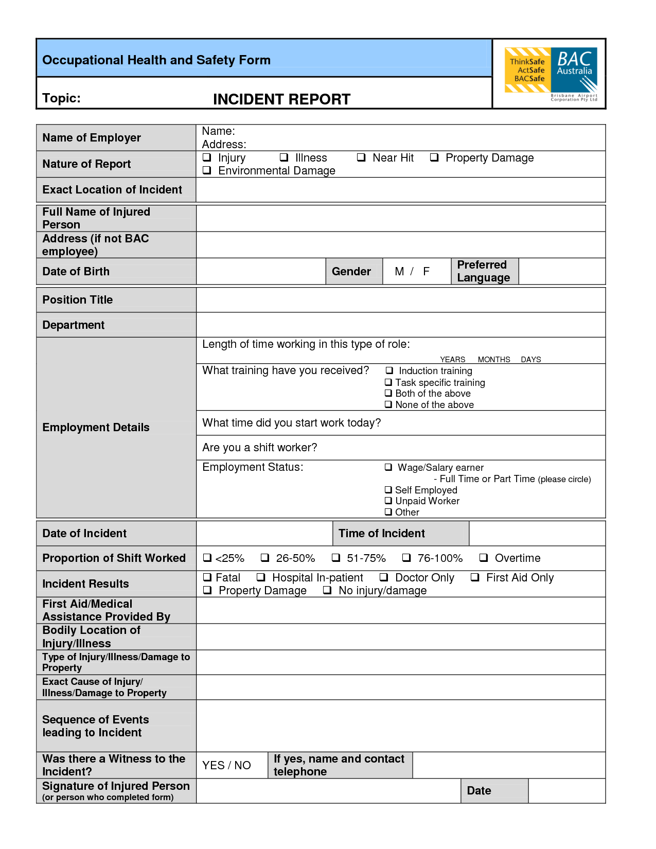 Best Photos Of Safety Incident Report Form Template With Health And Safety Incident Report Form Template