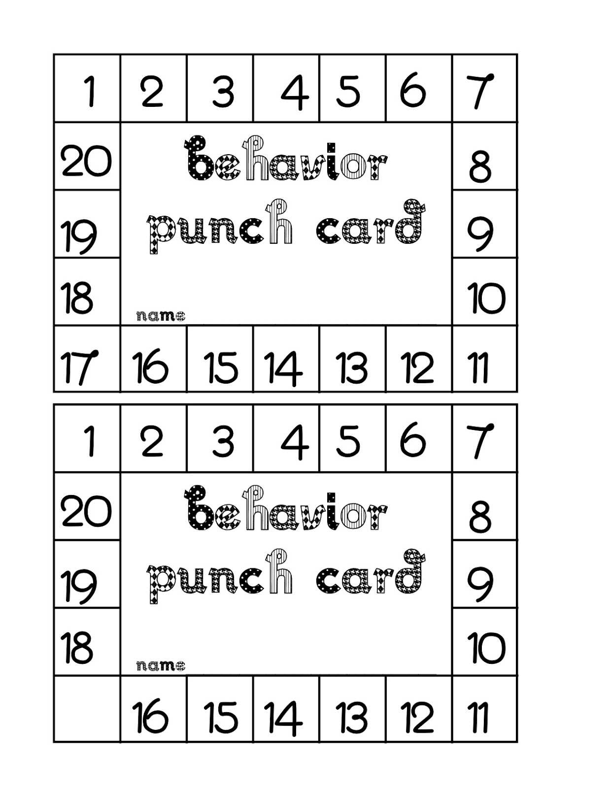 Best Photos Of Student Punch Card Template – Free Printable With Reward Punch Card Template