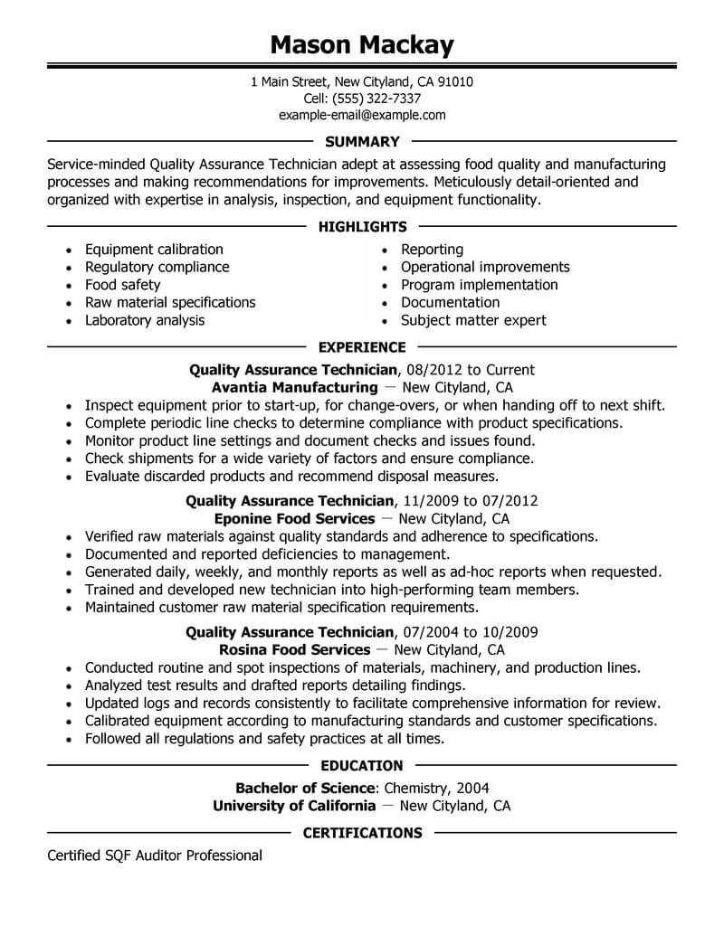 Best Quality Assurance Resume Example | Livecareer In Software Quality Assurance Report Template