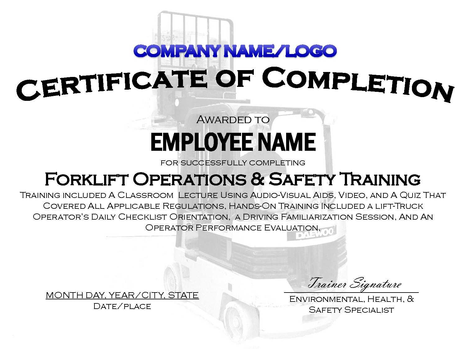 Best Solutions For Forklift Certification Template On Form For Forklift Certification Template