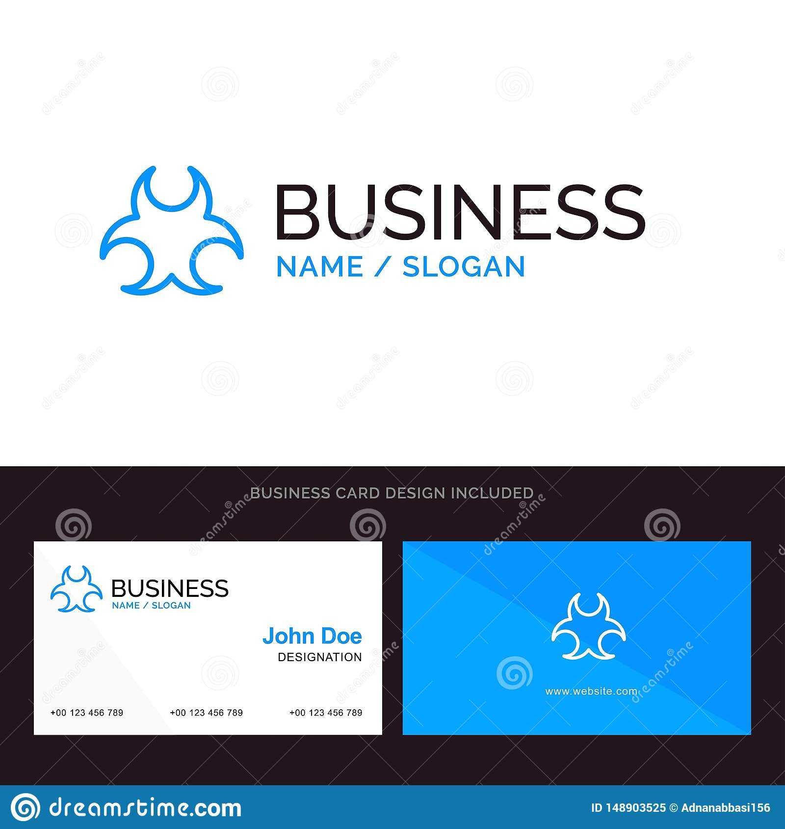 Bio, Hazard, Sign, Science Blue Business Logo And Business In Bio Card Template