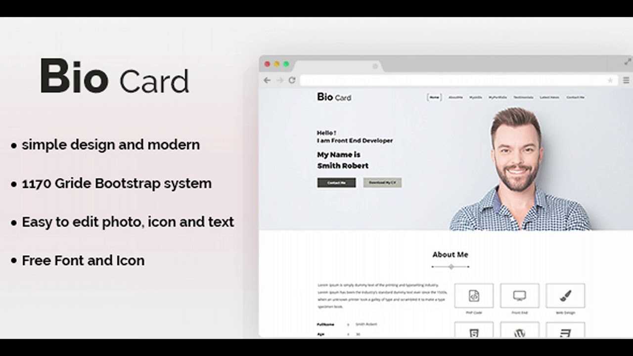 Biocard – Personal Portfolio Psd Template | Themeforest Website Templates  And Themes For Bio Card Template