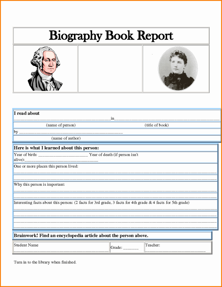 Biography Book Report Template