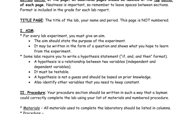 Biology Lab Report Format throughout Biology Lab Report Template