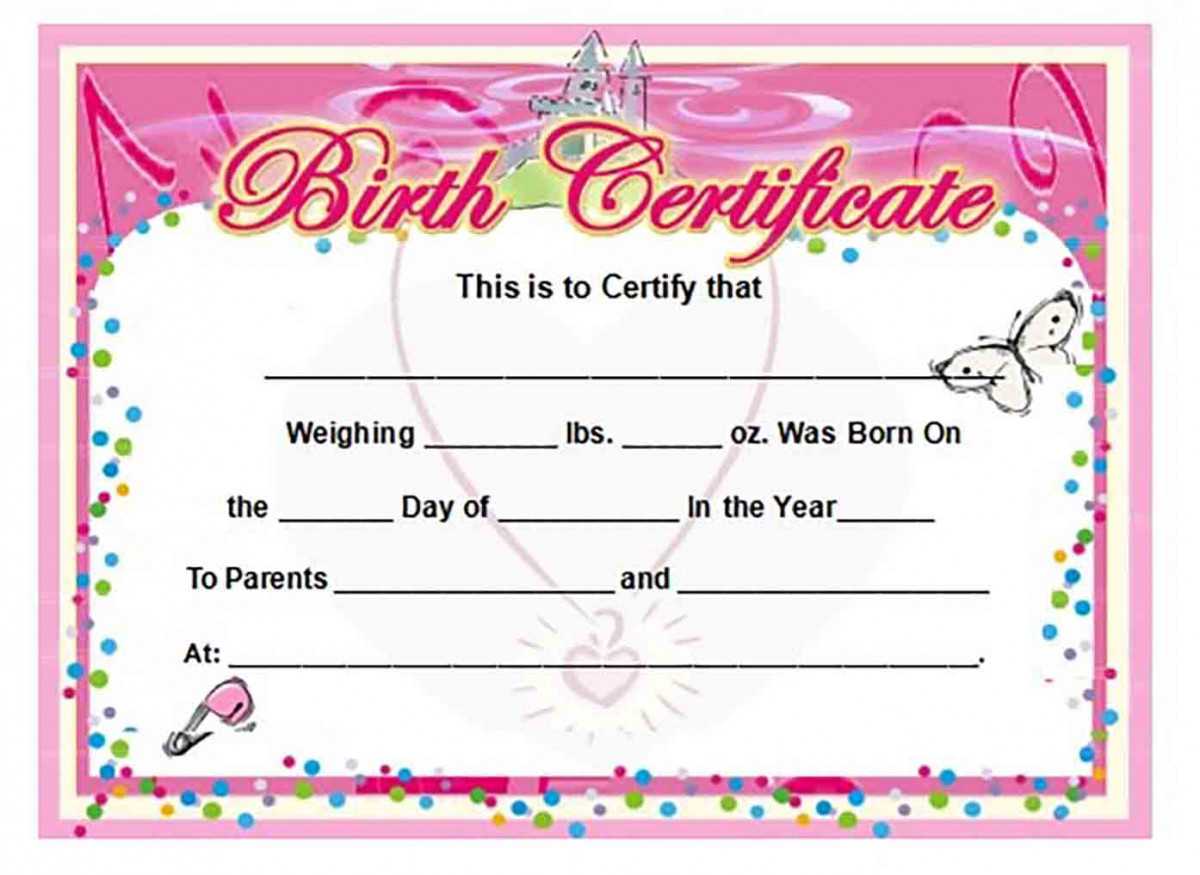 Birth Certificate Template And To Make It Awesome To Read Throughout Girl Birth Certificate Template