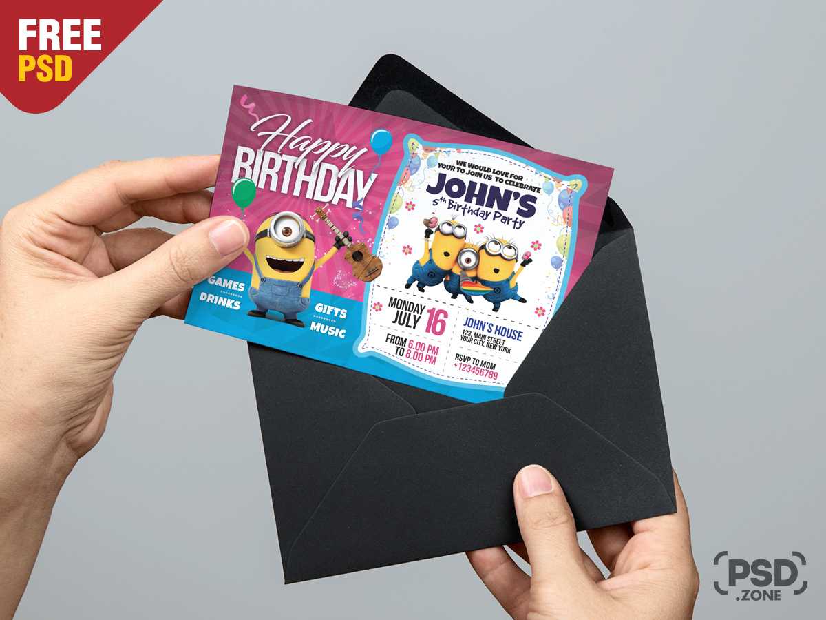 Birthday Invitation Card Template Psdpsd Zone On Dribbble Inside Photoshop Birthday Card Template Free