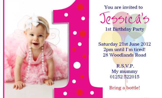 Birthday Party : First Birthday Invitations - Card with First Birthday Invitation Card Template