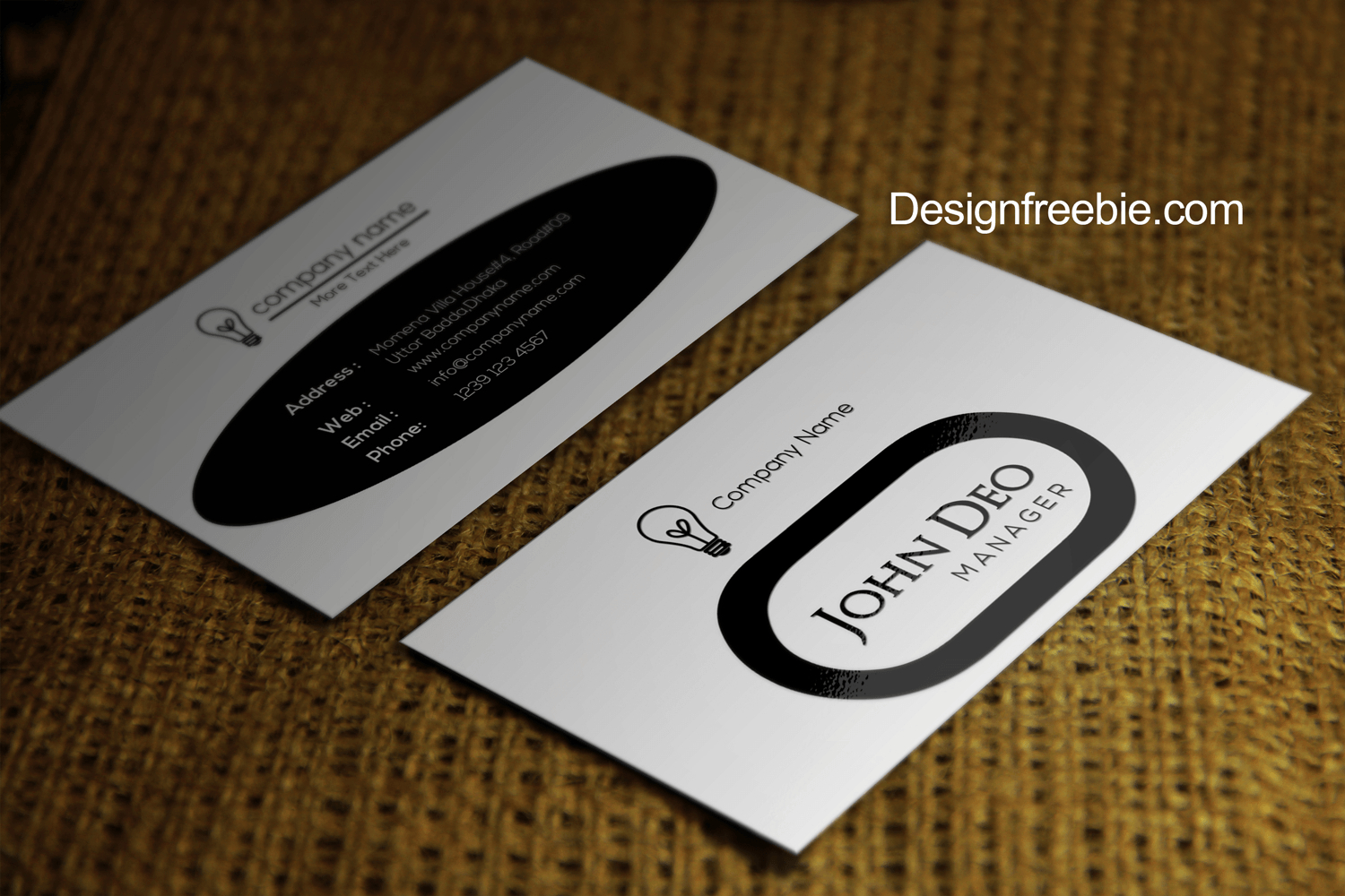 Black And White Free Business Card Template Psd Pertaining To Name Card Design Template Psd