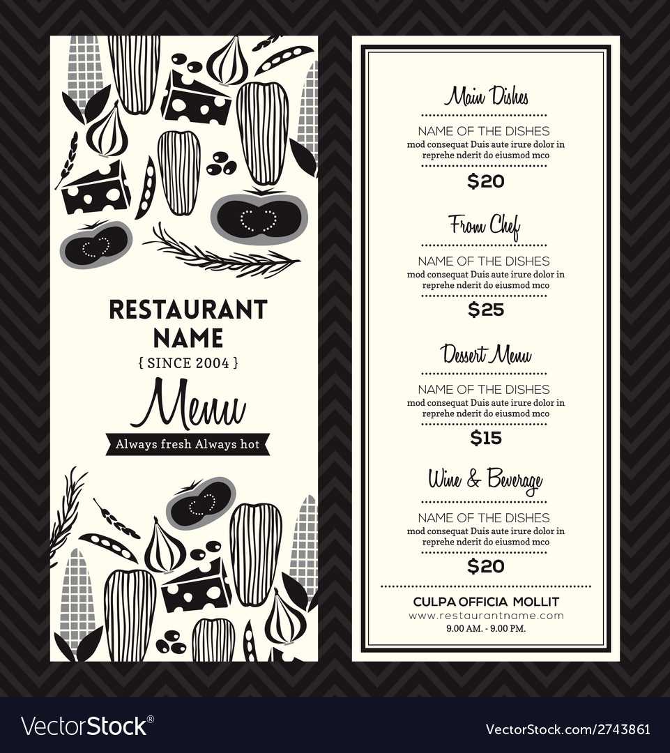 Black And White Restaurant Menu Design Template With Frequent Diner Card Template
