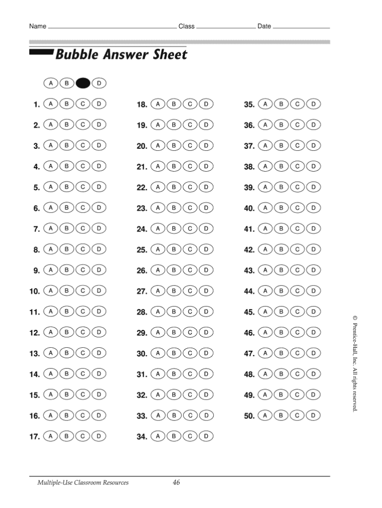 Sat Subject Test Answer Sheet Printable