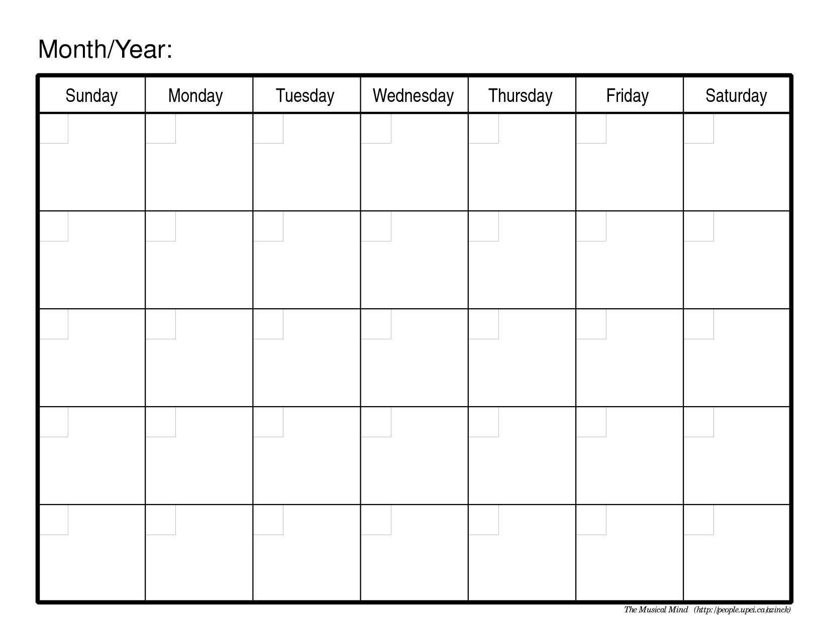 Blank Calendar Page – Google Search | Free Printable Intended For Full Page Blank Calendar Template