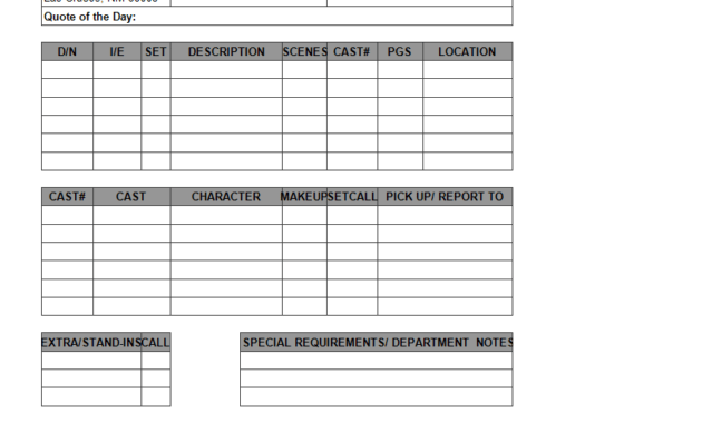 Blank Call Sheet Template - Atlantaauctionco throughout Blank Call Sheet Template