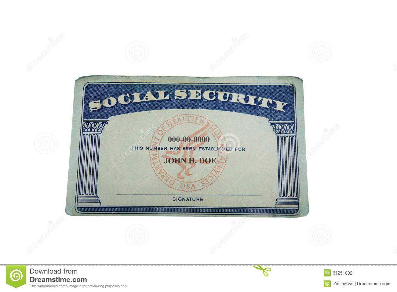 Blank Card Stock Photo. Image Of Social, Socialsecurity For Social Security Card Template Download