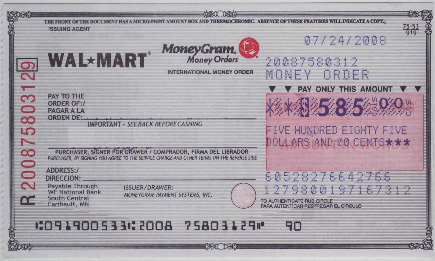 Blank Check Sample | How To Fill Out A Moneygram Money Order Throughout Blank Money Order Template