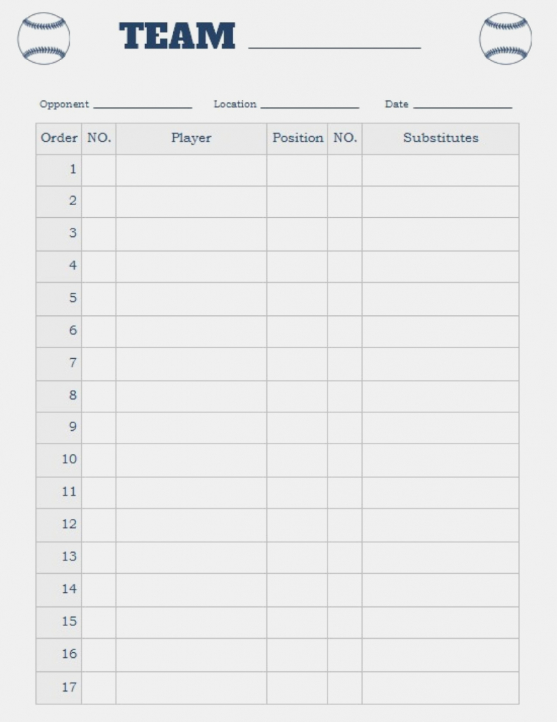 Blank Excel Spreadsheet Printable Or Free Te | Ibert Inside Dugout Lineup Card Template