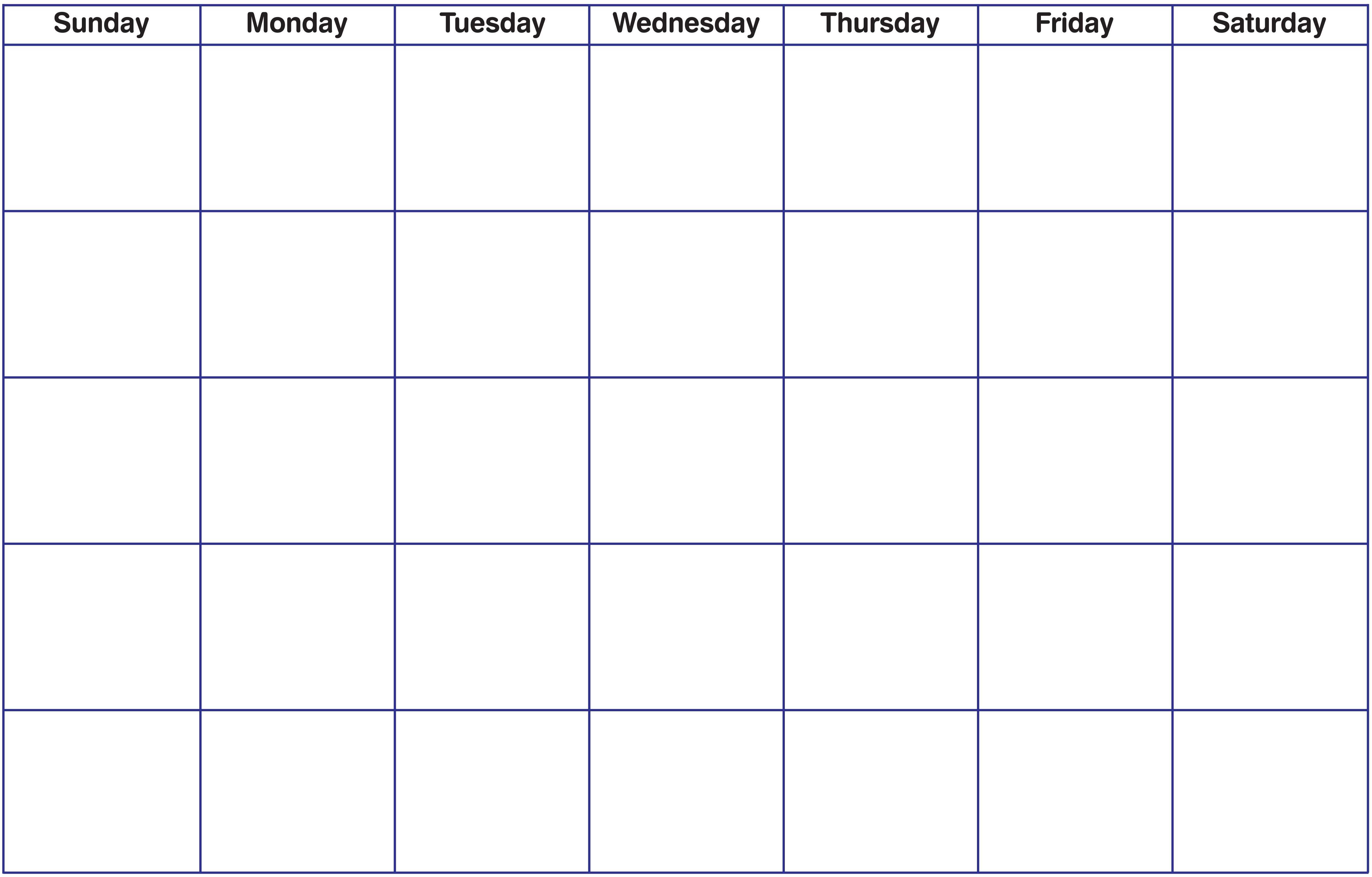 Blank Fillable Calendar Blank Calendar Printable Calendar Regarding Full Page Blank Calendar Template
